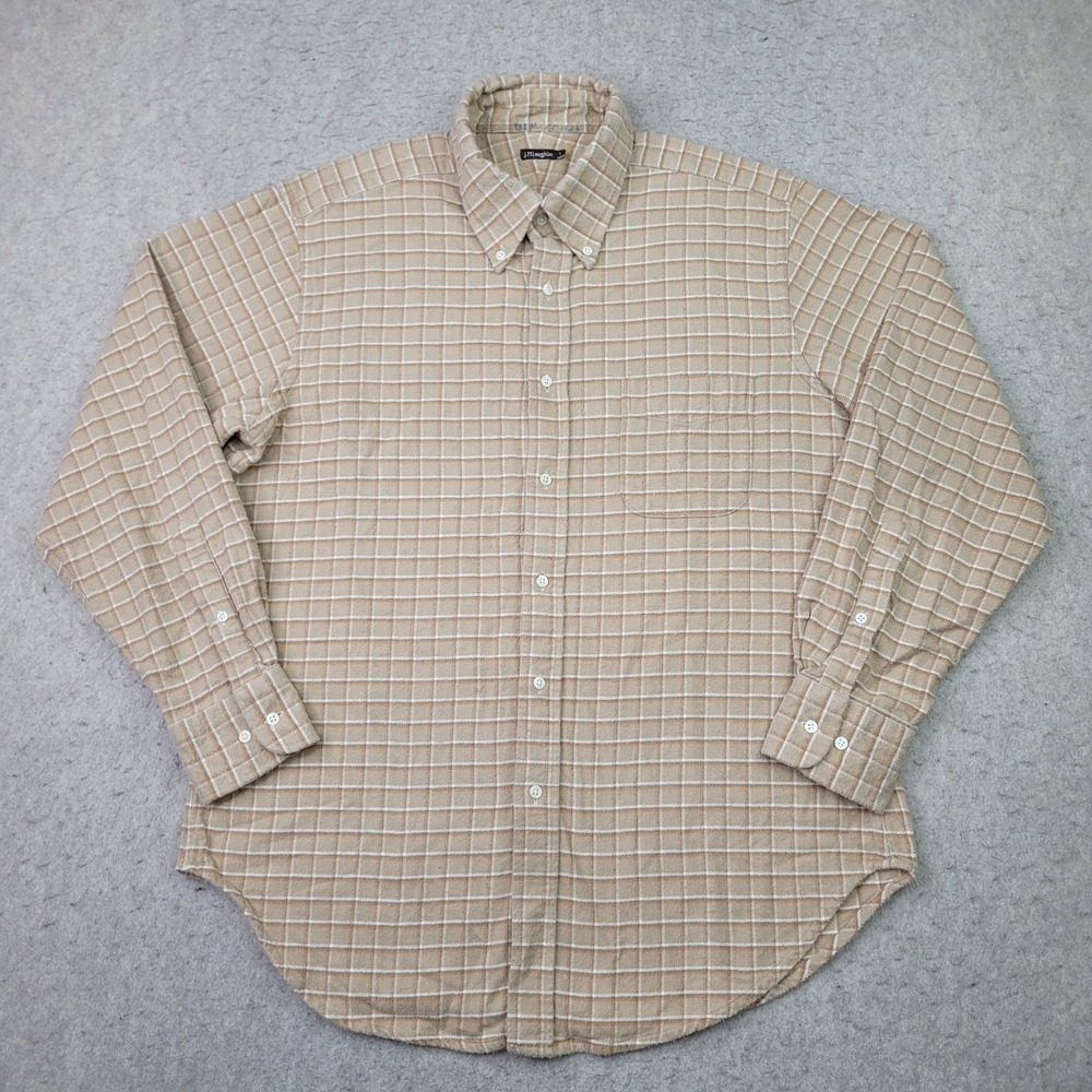 J.McLaughlin Flannel Shirt Mens Plaid Button Up‎ Long Sleeve Trim Fit Size Large